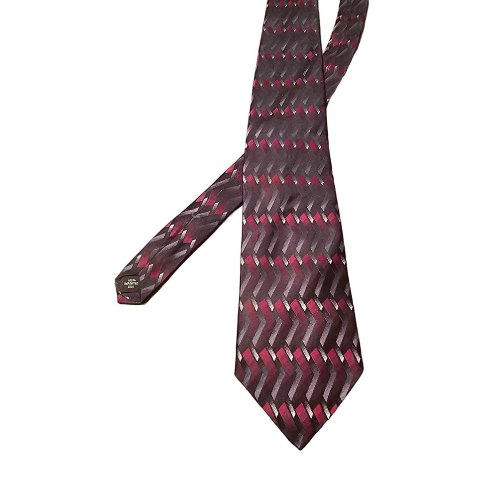 Maroon and Black Arrow 100%‎ silk tie